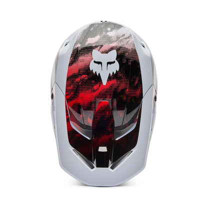 Fox V1 Kairos Helmet White/Red Fluo