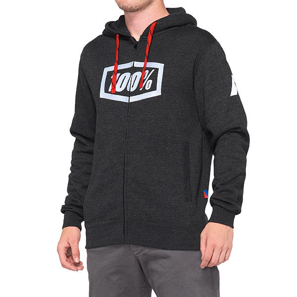 FELPA CON ZIP E CAPPUCCIO 100% SYNDICATE BLACK MELANGE (TAGLIA S)