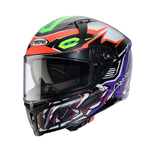 Caberg Avalon X Helmet Gurkha Black/Orange Fluo/Green Fluo/Purple Matt