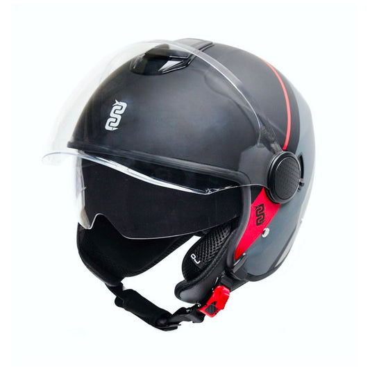OJ Viaggio Helmet Stripe Grey/Red Matt